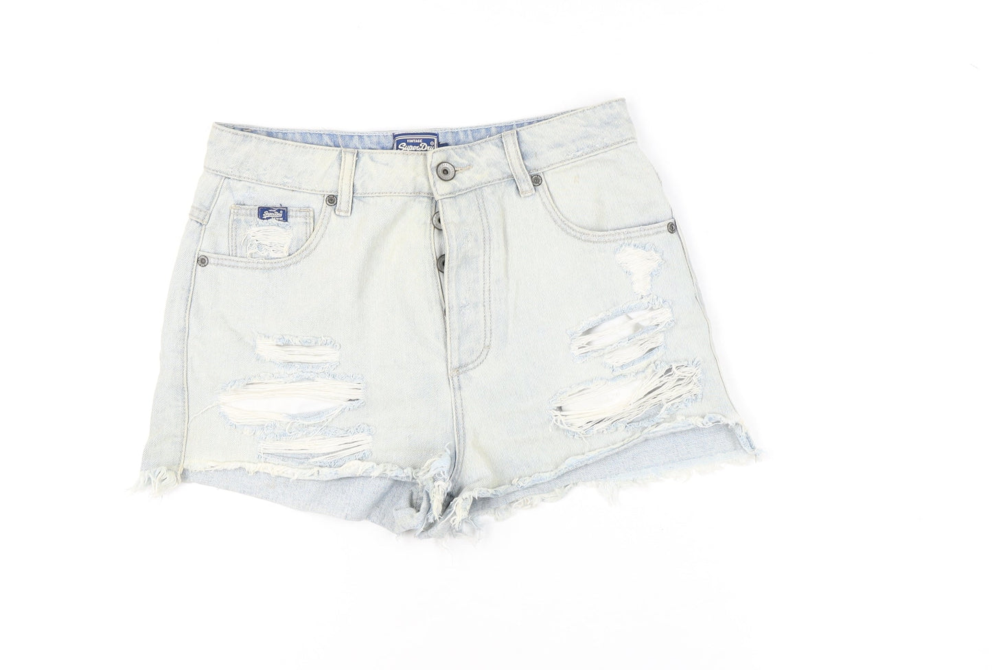 Superdry Women's Blue Cut-Off Denim Shorts, Size 28