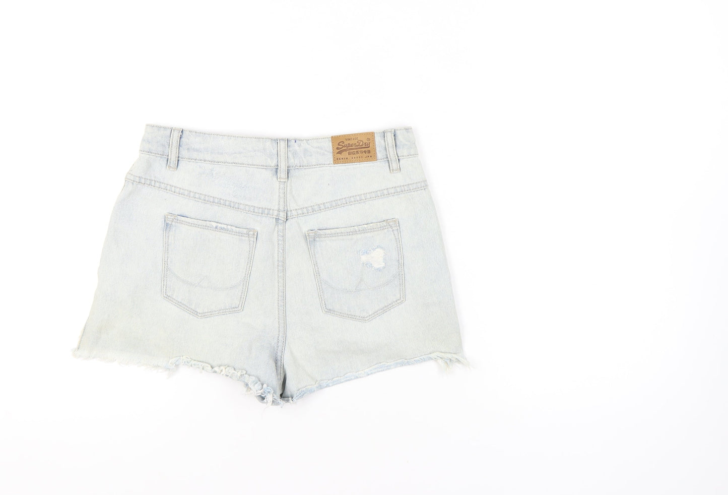 Superdry Women's Blue Cut-Off Denim Shorts, Size 28