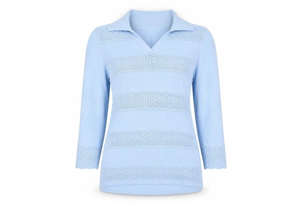 Womens UK Size S Isle Essentials Blue Pullover Jumper
