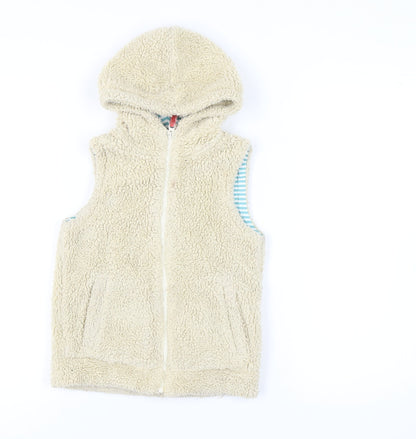 Mini Boden Girls Beige Hooded Sleeveless Jacket 7-8 Years
