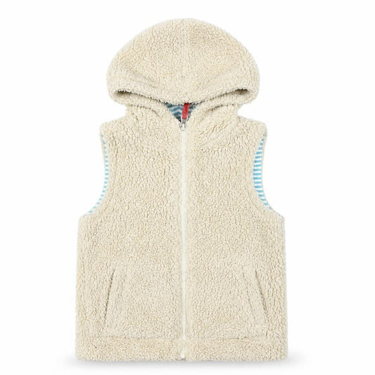 Mini Boden Girls Beige Hooded Sleeveless Jacket 7-8 Years