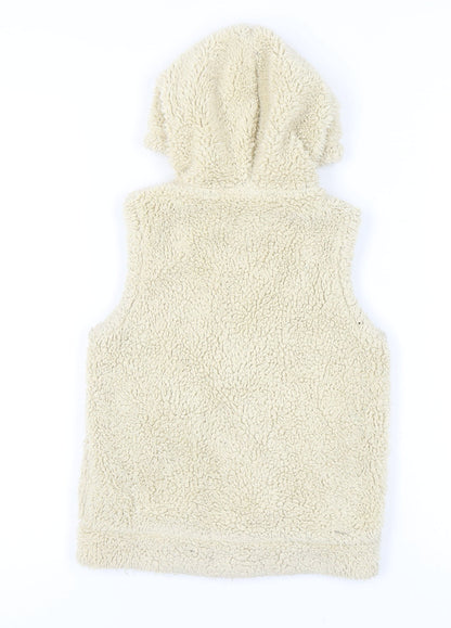 Mini Boden Girls Beige Hooded Sleeveless Jacket 7-8 Years