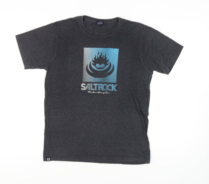 Saltrock Men's Black Graphic Print T-Shirt, Size S