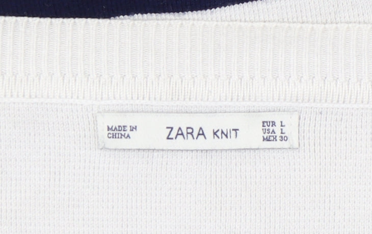 Womens UK Size L Zara White Pullover Jumper