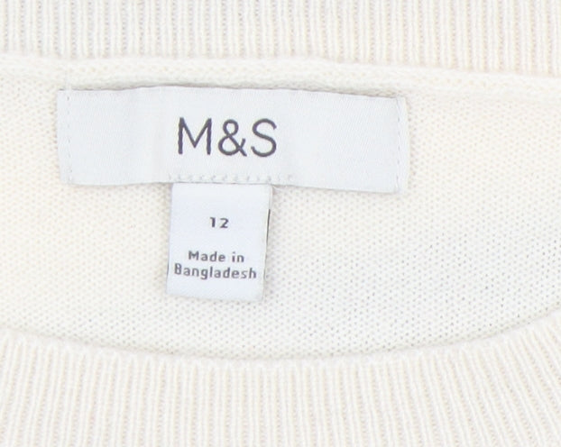 Womens UK Size 12 Marks and Spencer Ivory Pullover Jumper