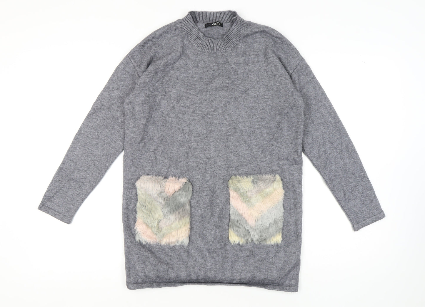 Womens UK Size S Quiz Grey Pullover Jumper