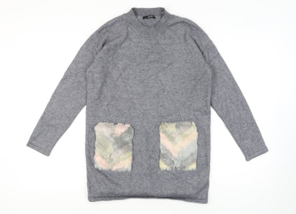 Womens UK Size S Quiz Grey Pullover Jumper