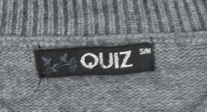 Womens UK Size S Quiz Grey Pullover Jumper