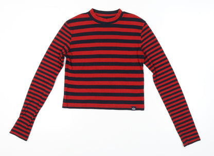 Superdry Women's Red Striped Cropped T-Shirt, M
