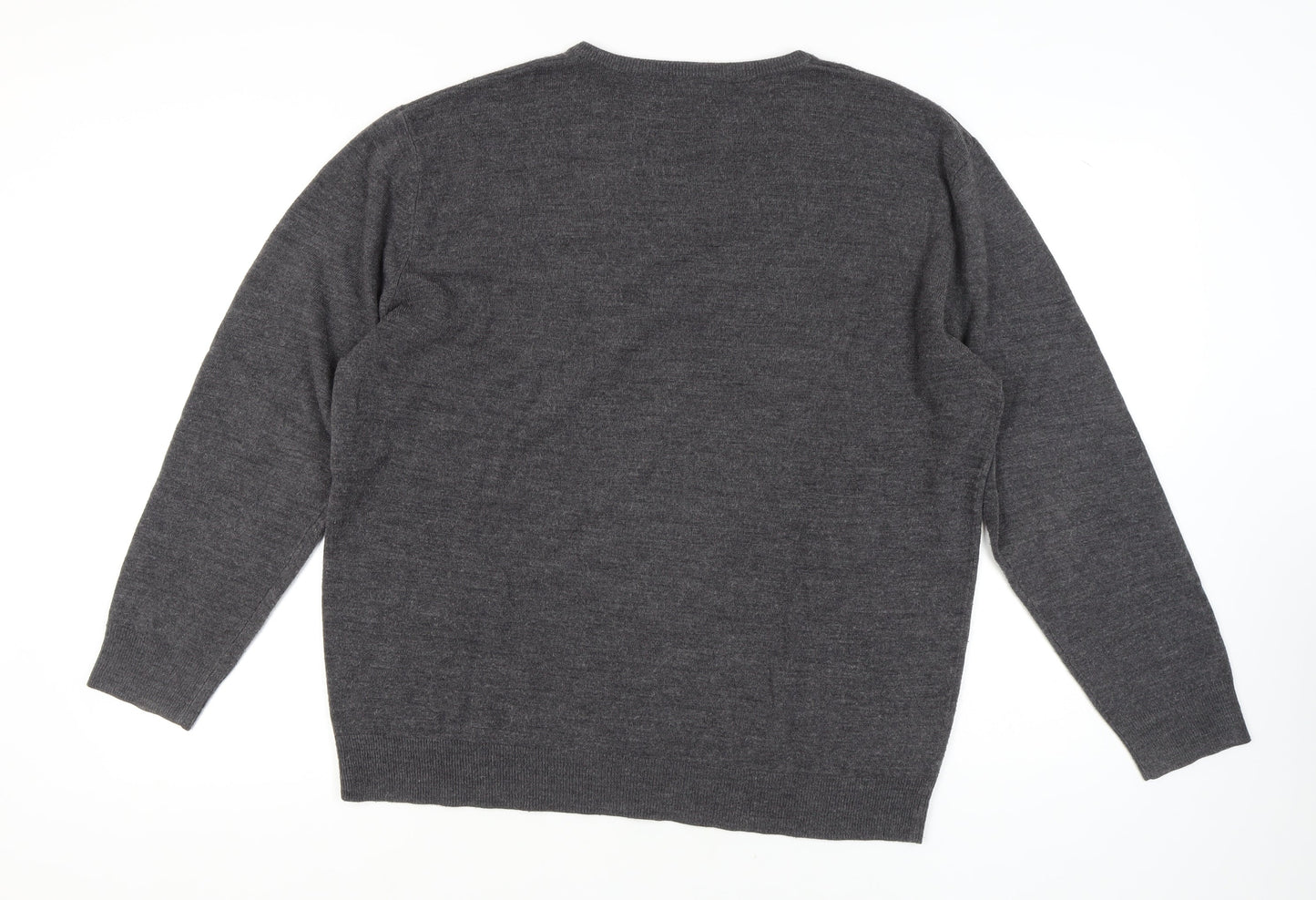 Thomas Nash Men's 2XL Grey Wool V-Neck Pullover Jumper