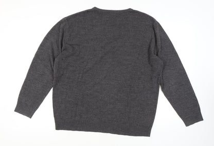 Thomas Nash Men's 2XL Grey Wool V-Neck Pullover Jumper