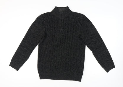 Next Men's Black Knit Jumper S Casual 1/2 Zip