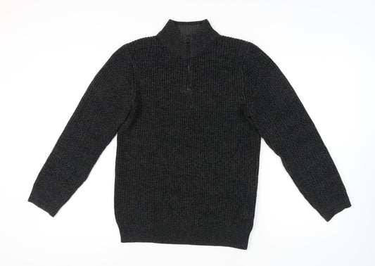 Next Men's Black Knit Jumper S Casual 1/2 Zip