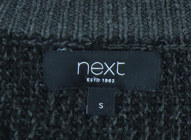 Next Men's Black Knit Jumper S Casual 1/2 Zip