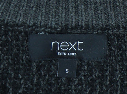 Next Men's Black Knit Jumper S Casual 1/2 Zip