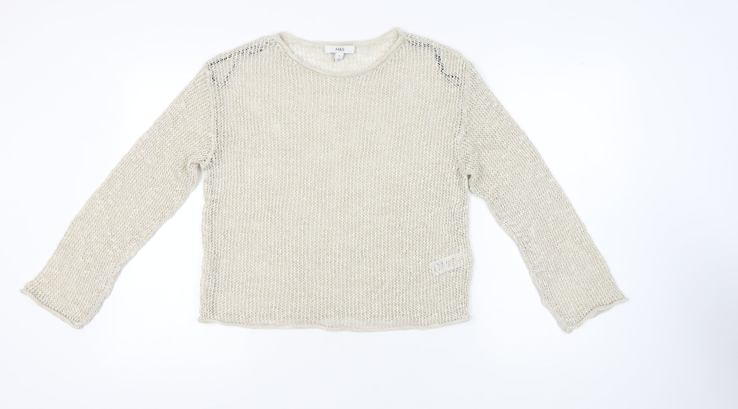 Womens UK Size M Marks and Spencer Ivory Pullover Jumper