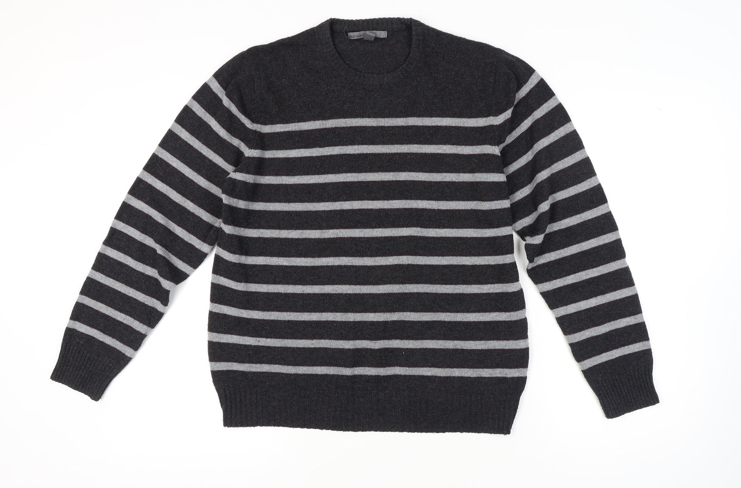 Old Navy Men's Black Striped Pullover Jumper L
