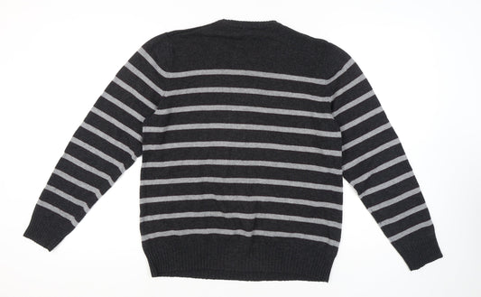 Old Navy Men's Black Striped Pullover Jumper L