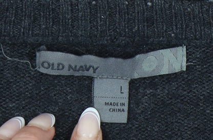 Old Navy Men's Black Striped Pullover Jumper L