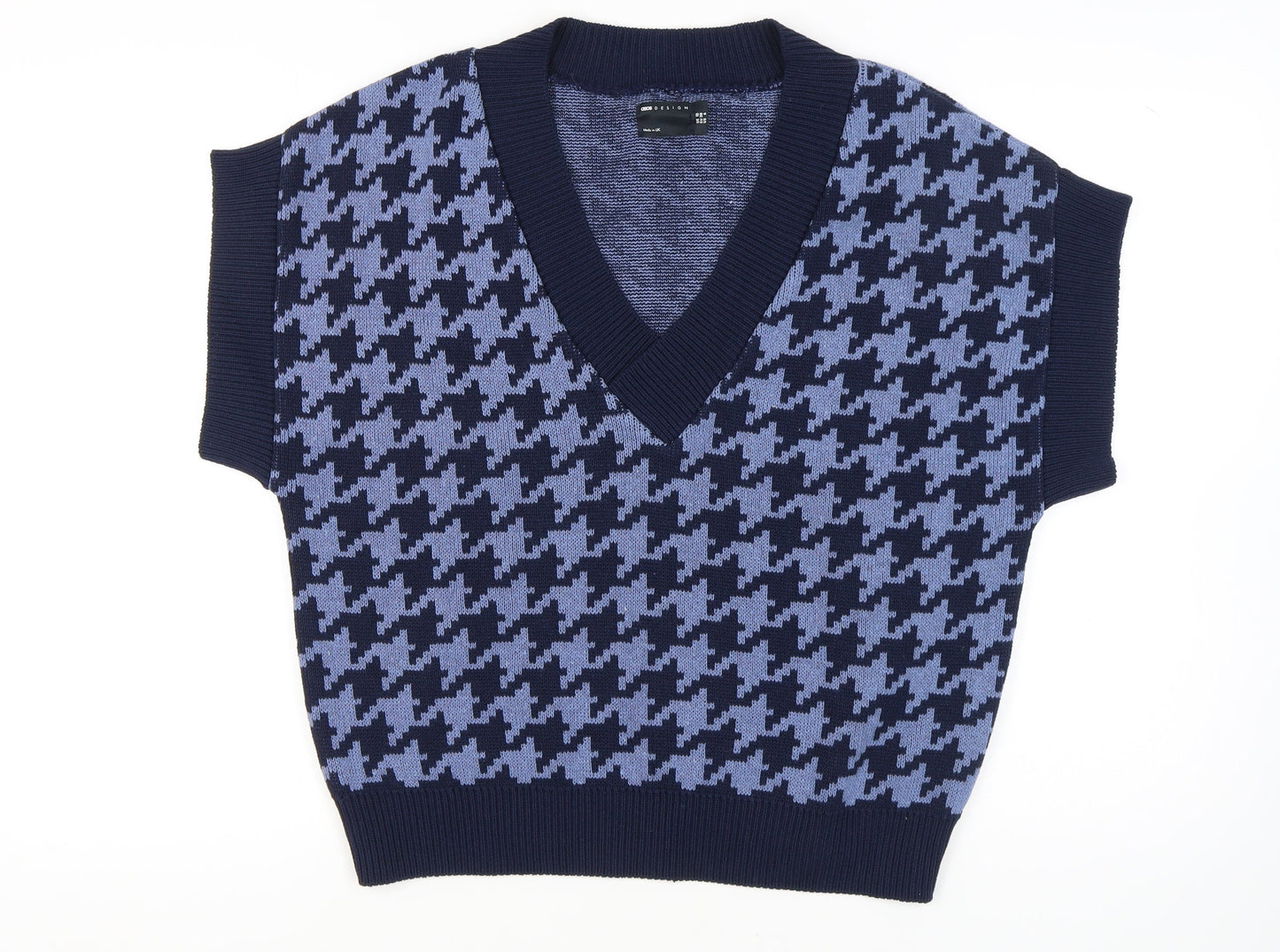 ASOS DESIGN Women's Blue Houndstooth Vest Size 10