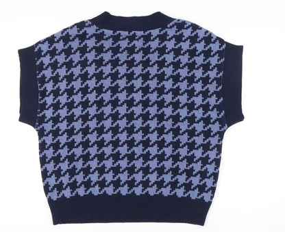ASOS DESIGN Women's Blue Houndstooth Vest Size 10