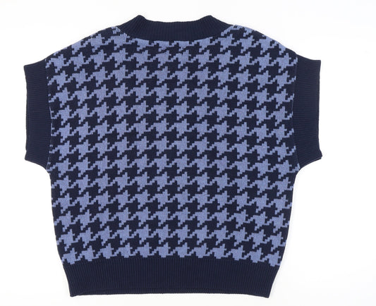 ASOS DESIGN Women's Blue Houndstooth Vest Size 10