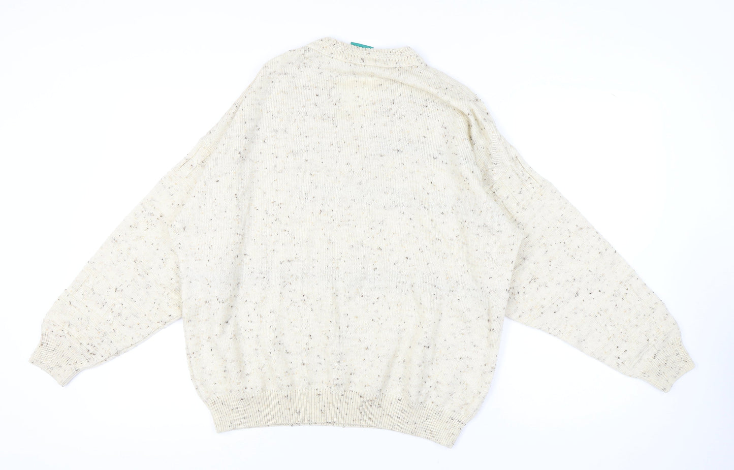 Canda Men's Beige Geometric Pullover Jumper L