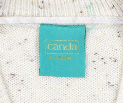 Canda Men's Beige Geometric Pullover Jumper L