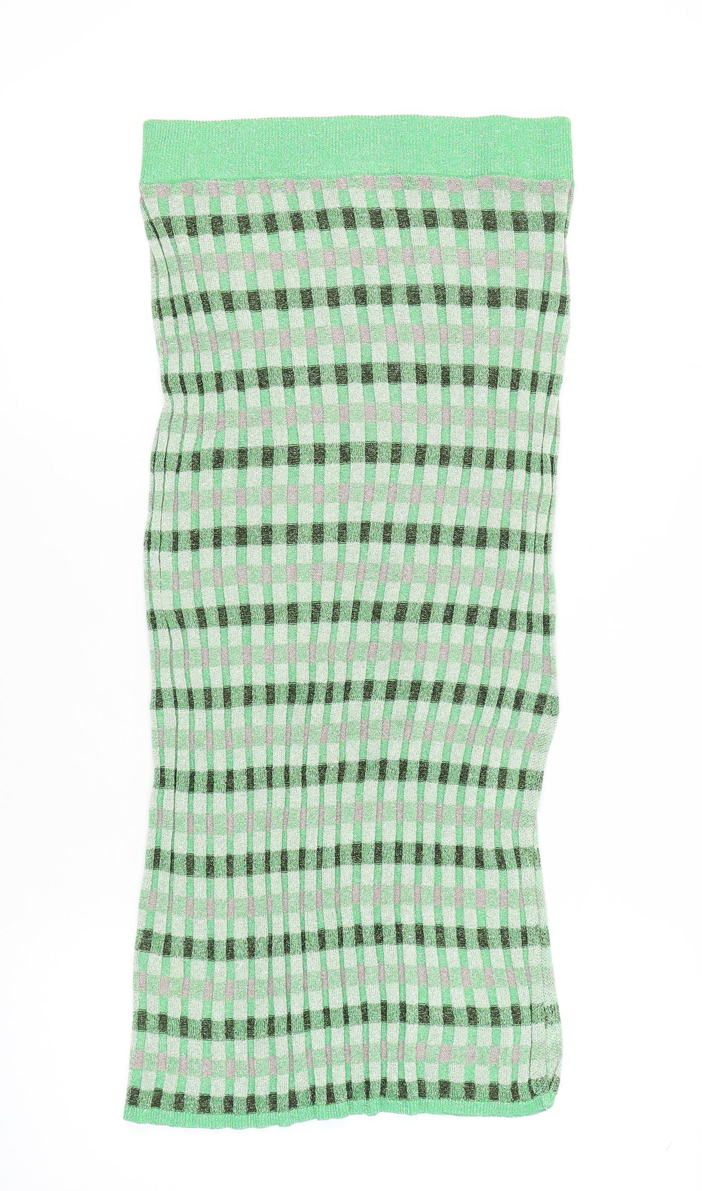 MNG Women's Green Check Skirt, Size M