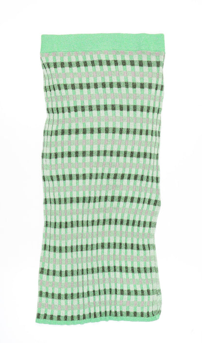 MNG Women's Green Check Skirt, Size M