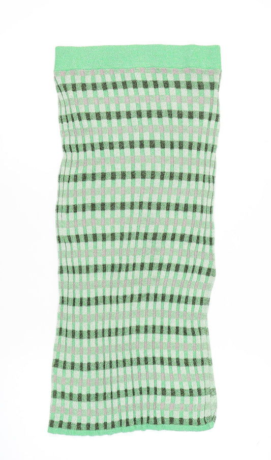 MNG Women's Green Check Skirt, Size M