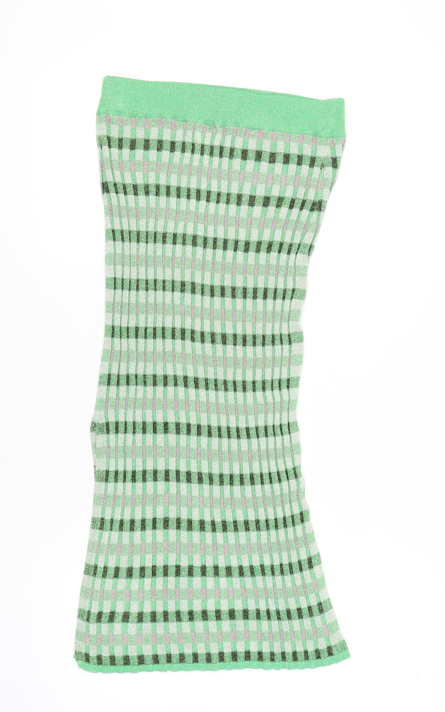 MNG Women's Green Check Skirt, Size M