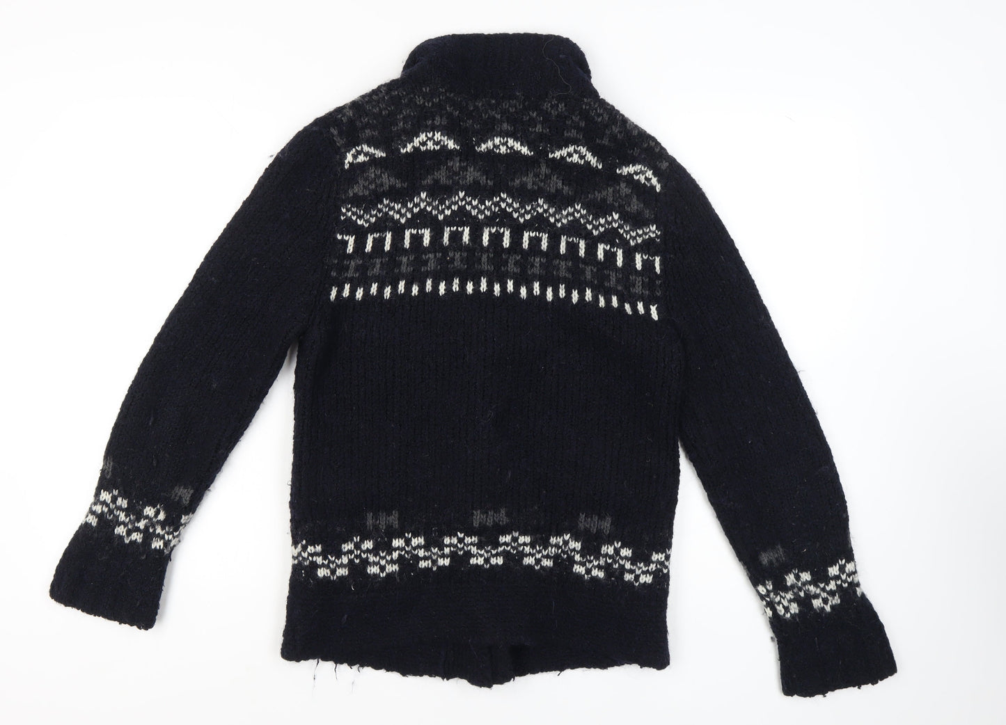 Zara Man Black Fair Isle Cardigan M