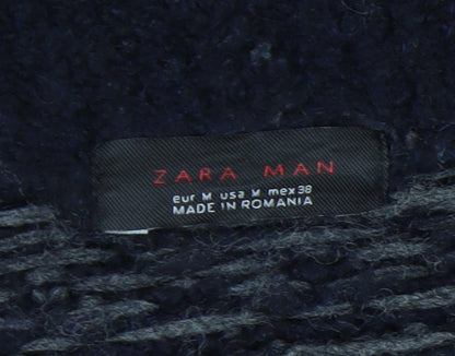 Zara Man Black Fair Isle Cardigan M