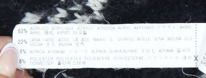 Zara Man Black Fair Isle Cardigan M