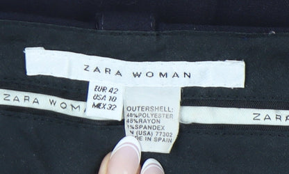 Womens UK Size 14 Zara Regular Fit Dress Pants Black Trousers