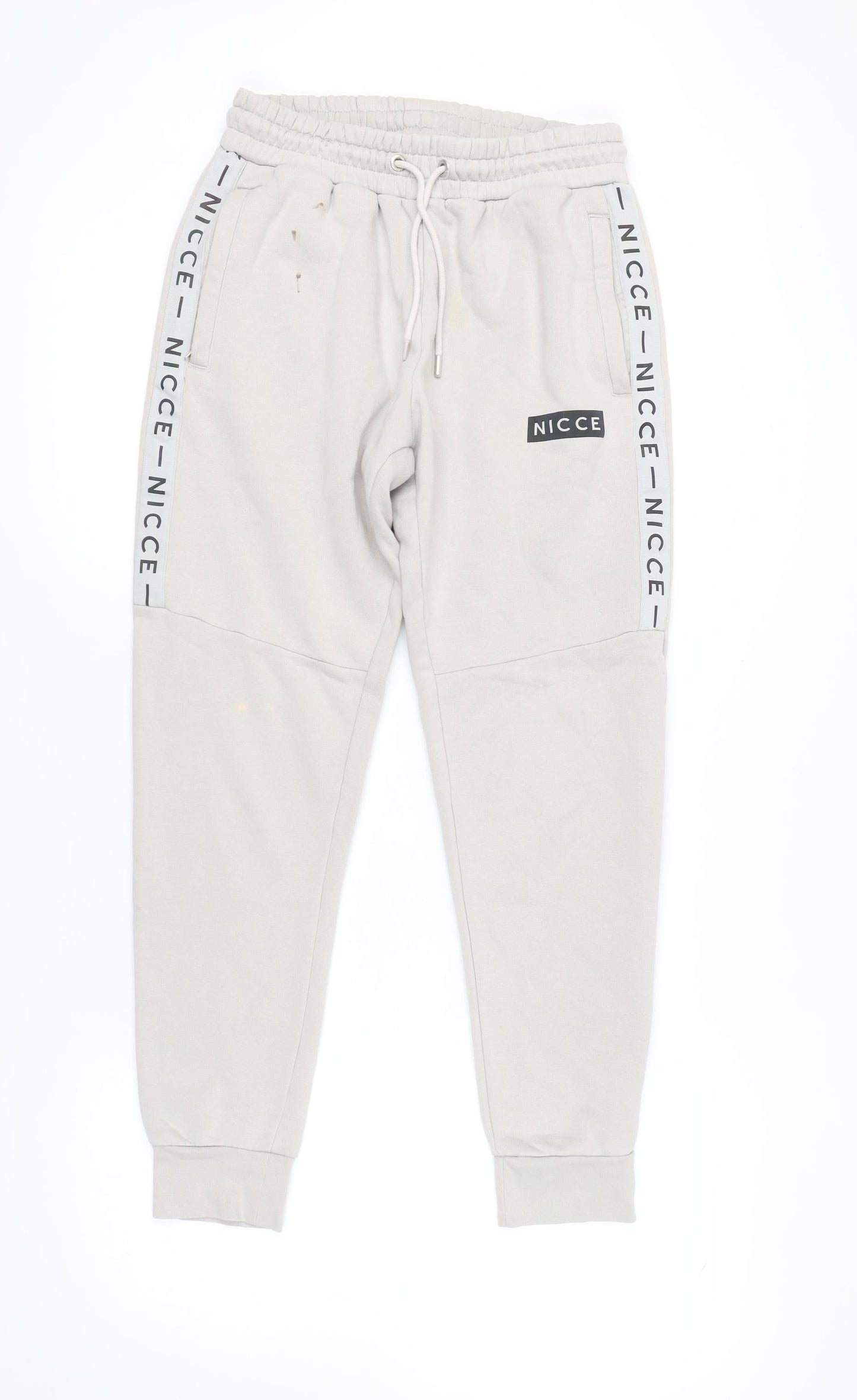 Nicce Men Ivory Jogger Trousers M with Logo