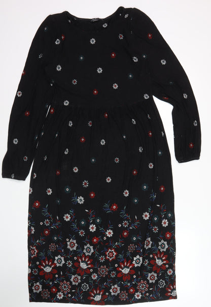 Katrina Kaneva Black Floral Fit & Flare Dress Size 10
