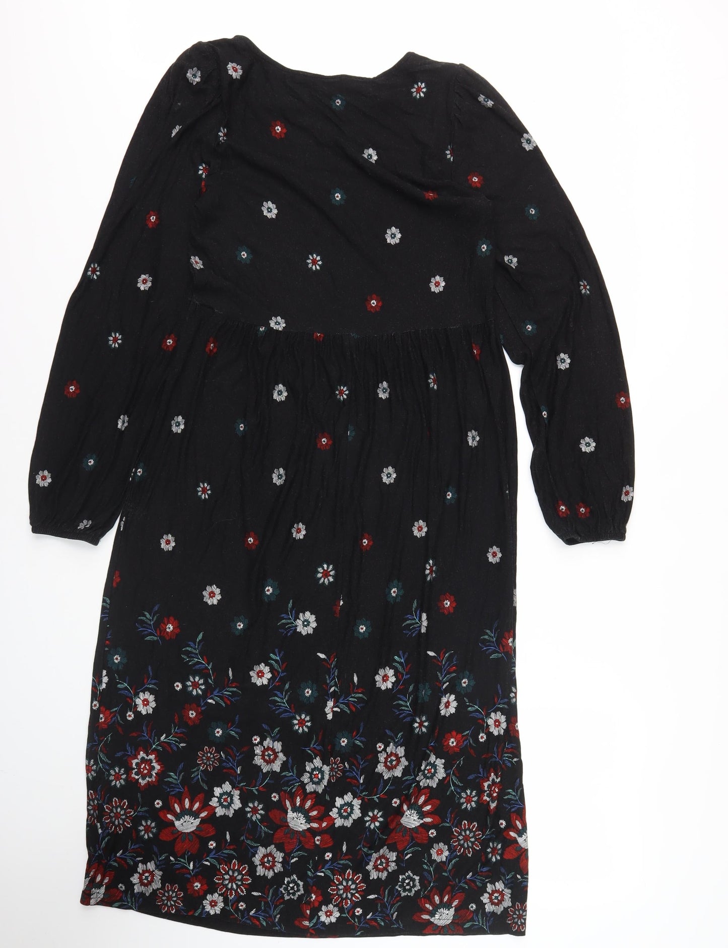 Katrina Kaneva Black Floral Fit & Flare Dress Size 10