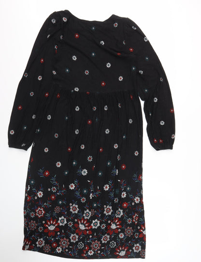 Katrina Kaneva Black Floral Fit & Flare Dress Size 10