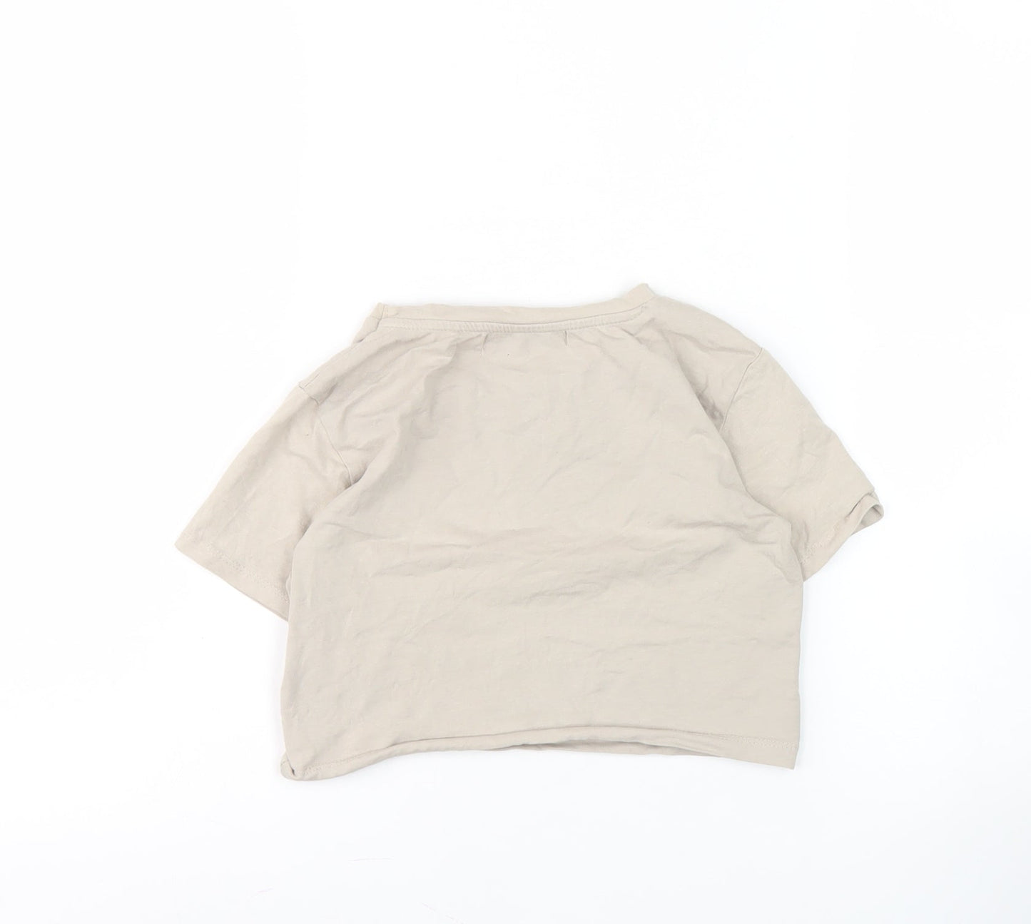 Womens UK Size 10 Pull & Bear Beige Basic T-Shirt