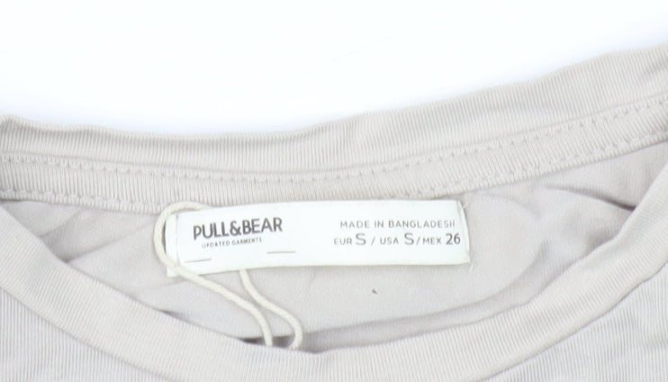 Womens UK Size 10 Pull & Bear Beige Basic T-Shirt