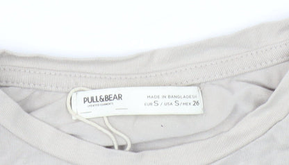 Womens UK Size 10 Pull & Bear Beige Basic T-Shirt