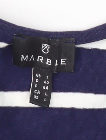 Womens UK Size 12 Marble Blue Basic Blouse