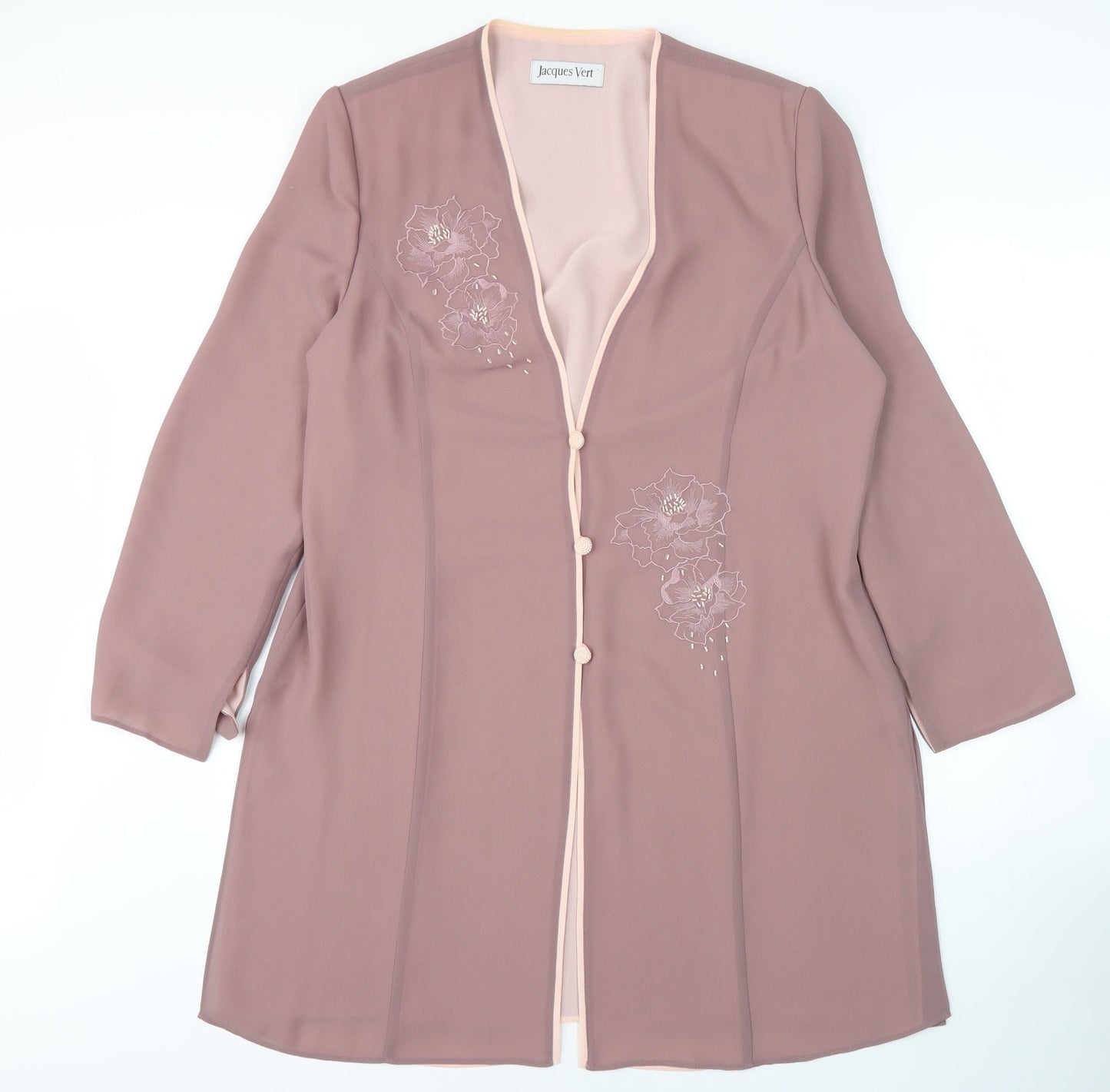 Jacques Vert Women's Pink Embroidered Jacket Size 16