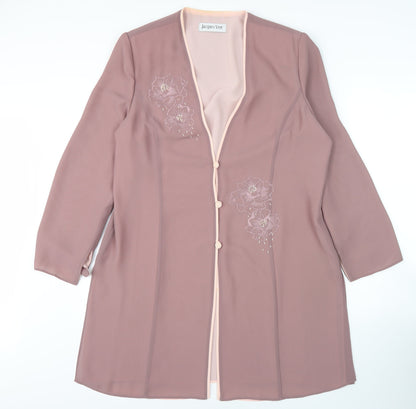Jacques Vert Women's Pink Embroidered Jacket Size 16