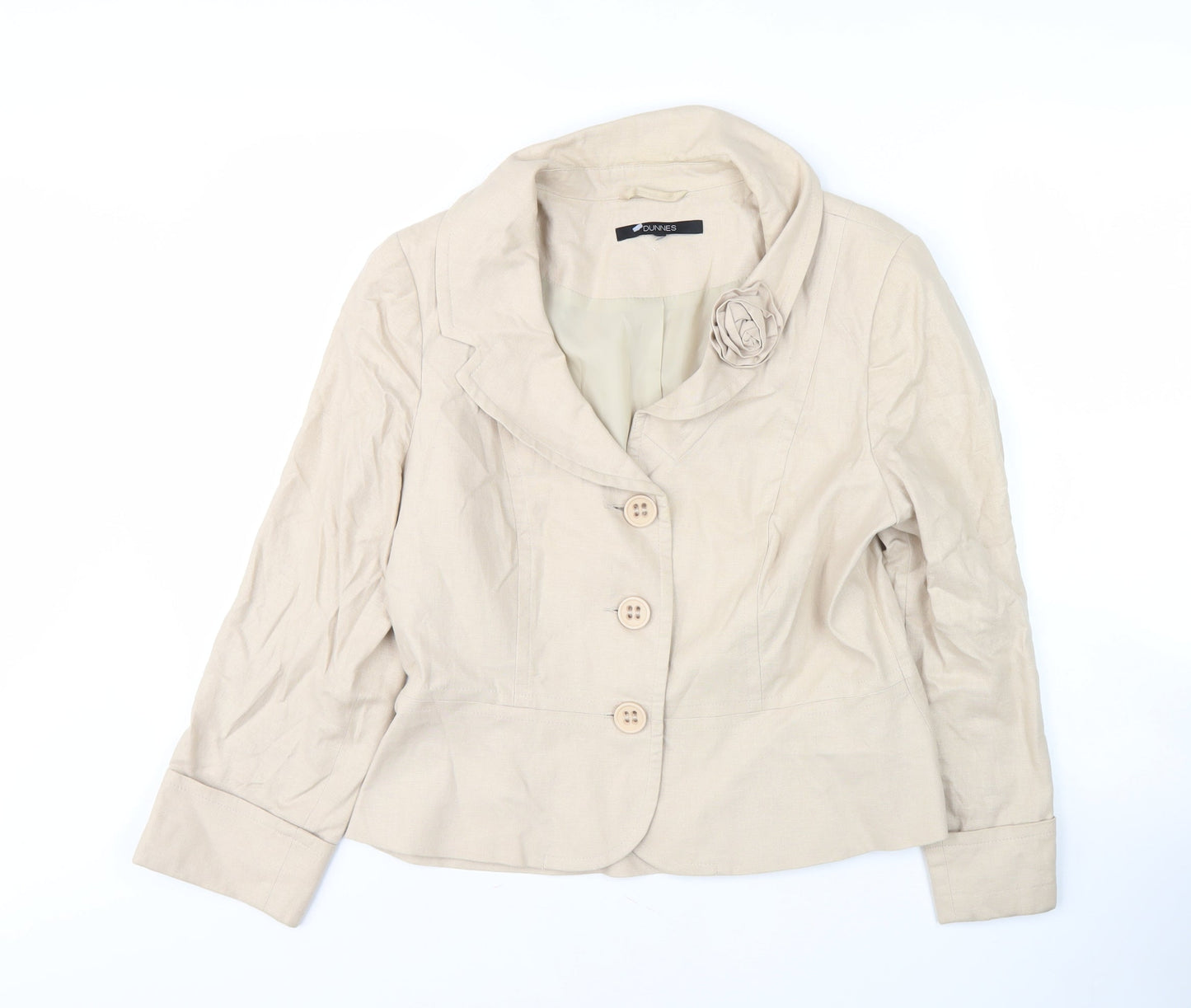 Dunnes Women's Beige Blazer Size 14 Linen Blend