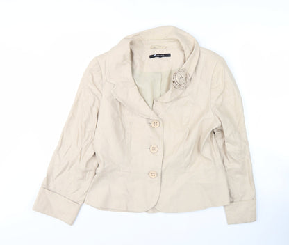 Dunnes Women's Beige Blazer Size 14 Linen Blend