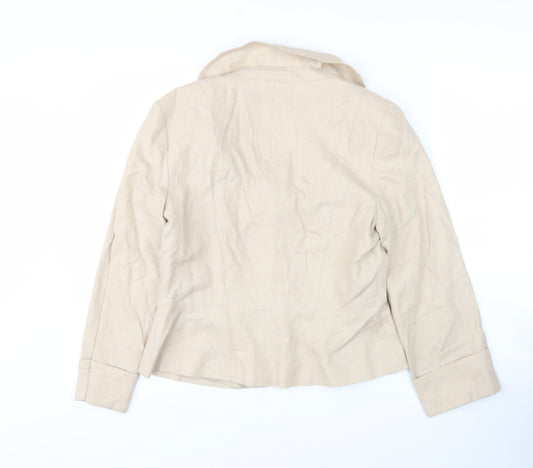 Dunnes Women's Beige Blazer Size 14 Linen Blend