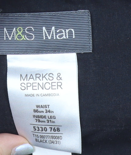 Marks and Spencer Men's Black Trousers 34 Inch Waist